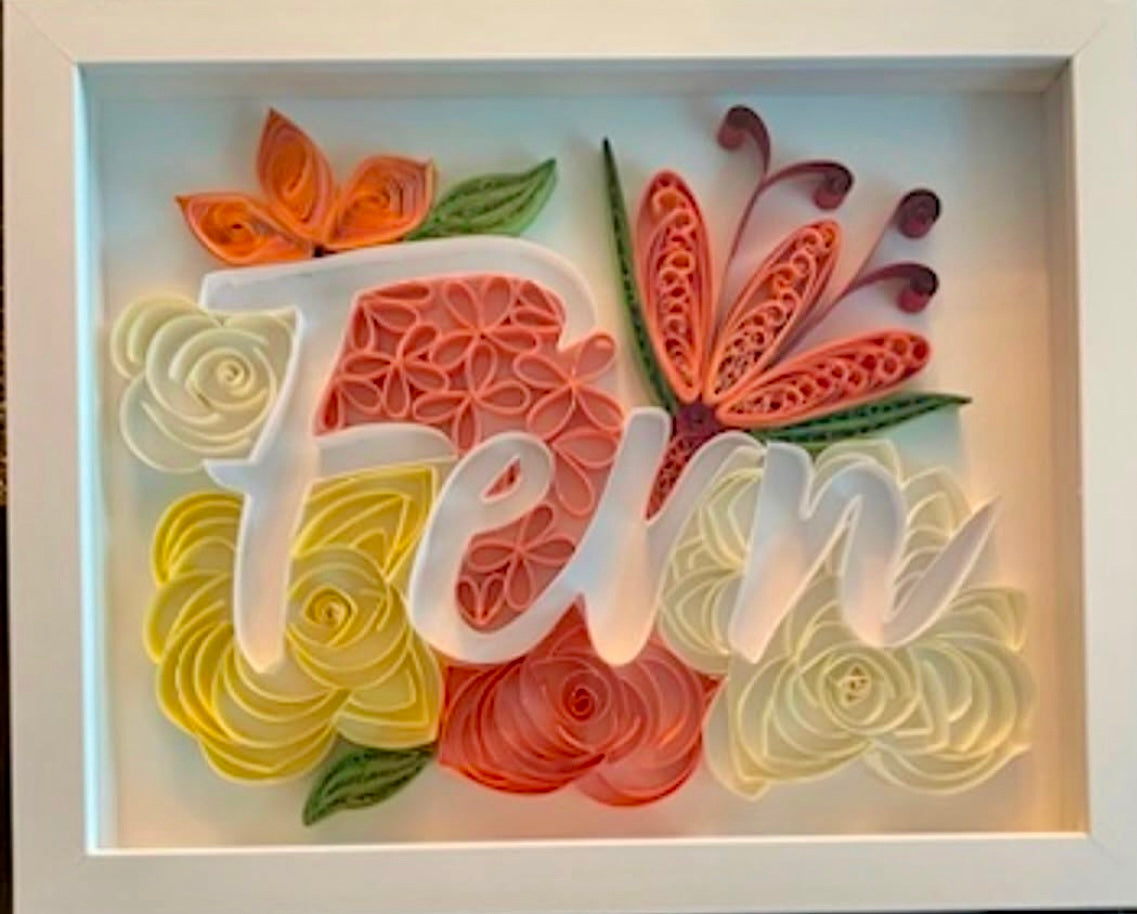 Personalized Full Name Quilling Artwork – Handmade Paper Art