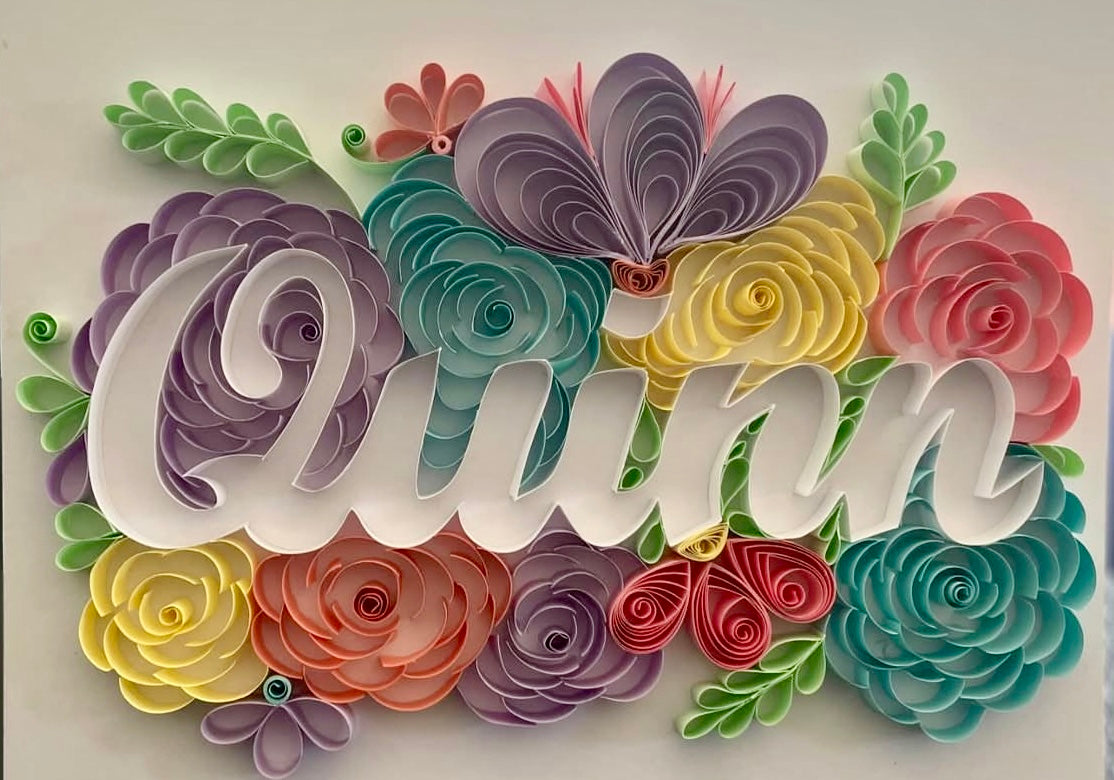 Personalized Full Name Quilling Artwork – Handmade Paper Art