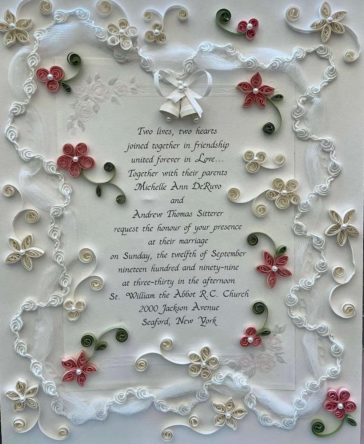 Framed Wedding Invitation with Handmade Quilling – Custom Keepsake Gift